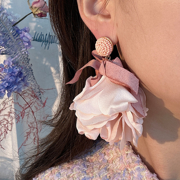 Wholesale Original Fabric Bow Flower Earrings JDC-ES-Gute059