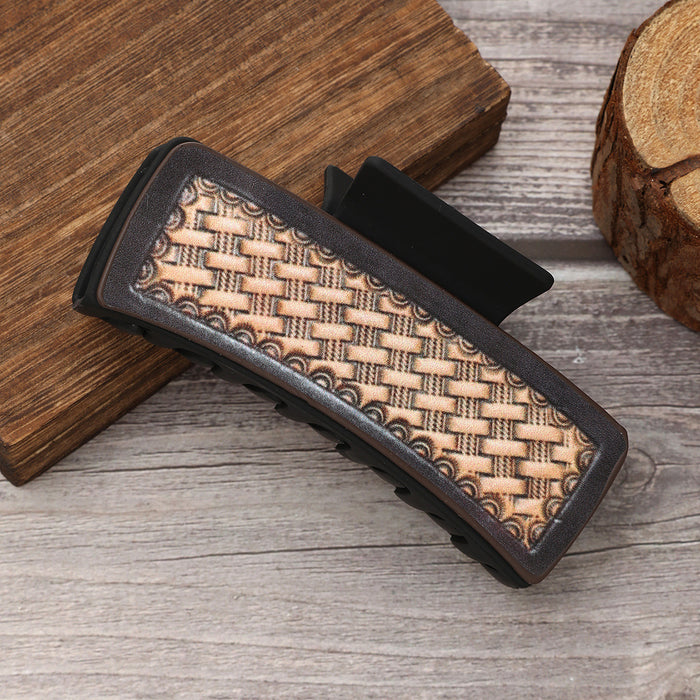 Wholesale Western Sunflower Leather Shark Clip Hairpin Women' s Grab Clip