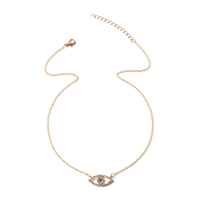 Wholesale Jewelry Fashion Diamond Devil's Eye Necklace Clavicle Chain Simple Eye Pendant