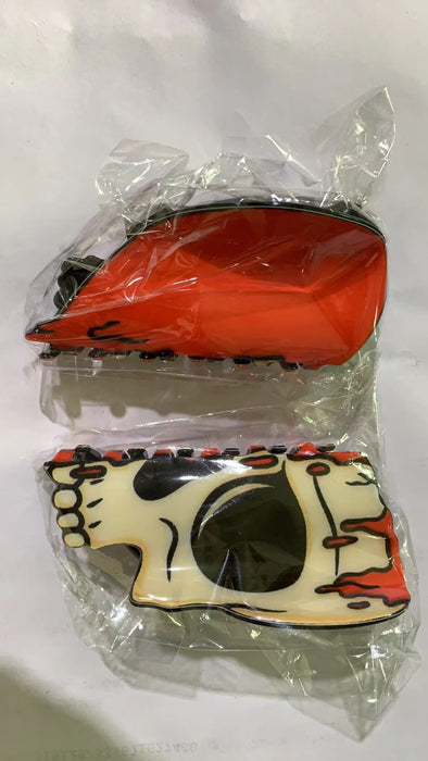 Wholesale Acrylic  Ghost Face Hair Claw Clip Double Sided Orange Back Bun Clip For Women S Everyday Styling