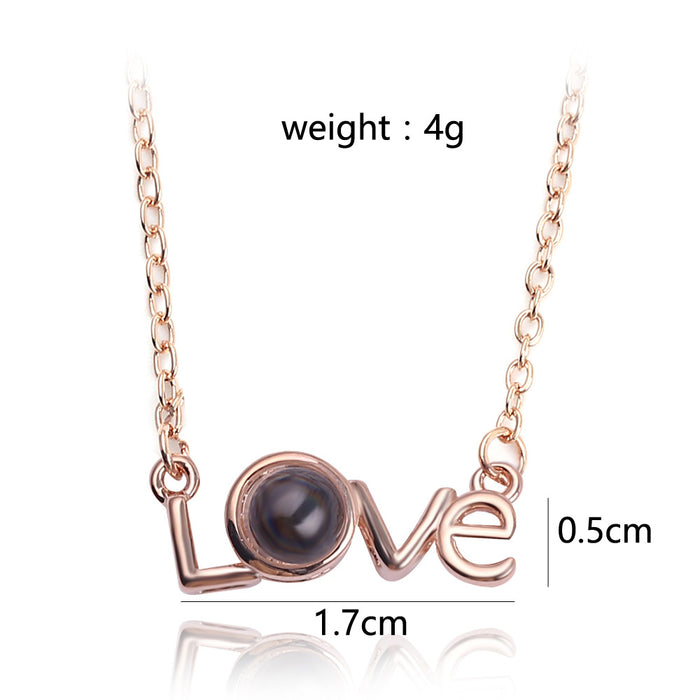 Wholesale One Hundred Languages I Love You Projection Couple Choker Necklace