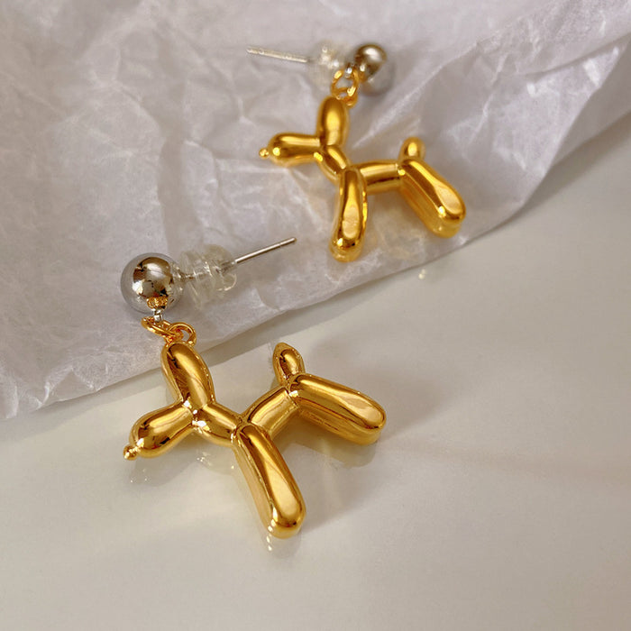 Wholesale  Cartoon Alloy Balloon Dog  Earrings Female s925 Silver Needle Earrings