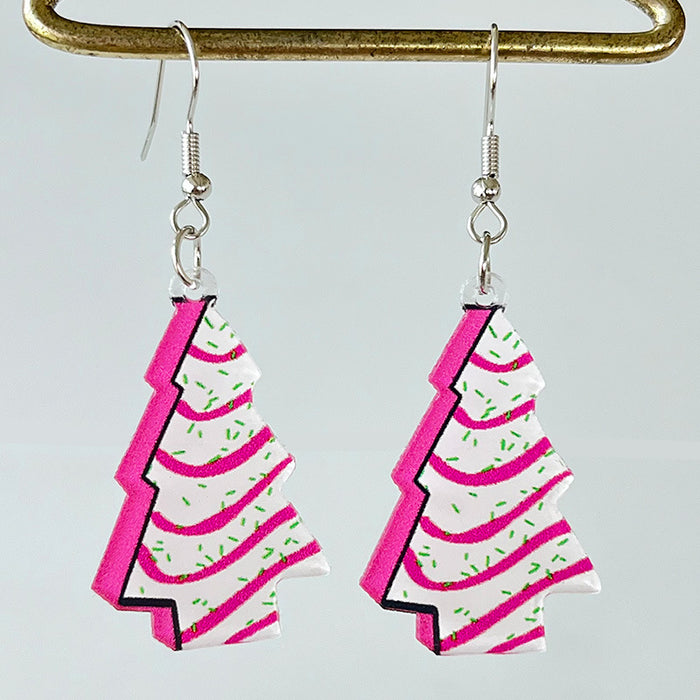 Wholesale Pink Christmas Acrylic Earrings JDC-ES-HeYi098