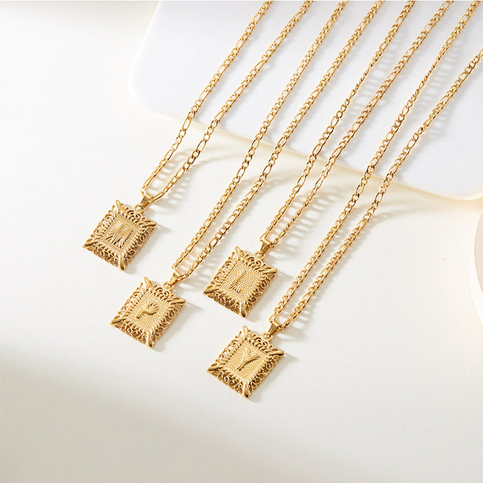 Wholesale Stainless steel necklace with letters Titanium steel colorfast hollow clavicle chain accessories