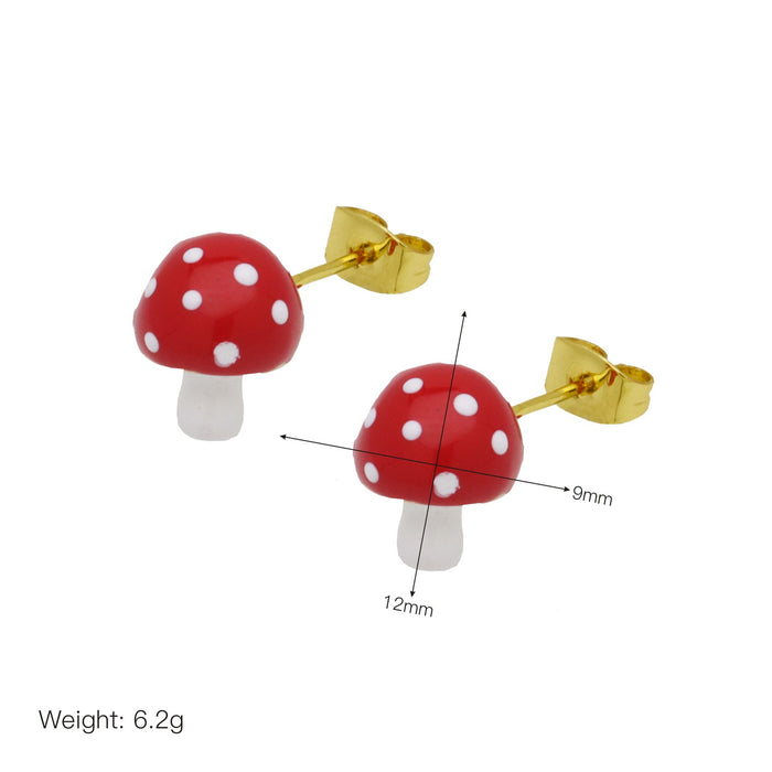 Wholesale Heart-shaped red strawberry apple mushroom color oil ear buckle ear clip earrings jewelry