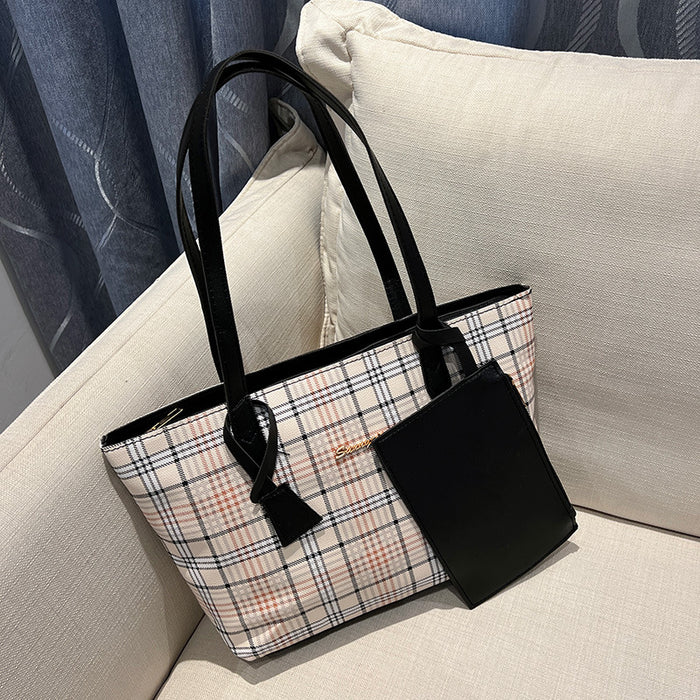 Wholesale Plaid Printed Tote Shoulder Bag JDC-SD-ShiCheng015