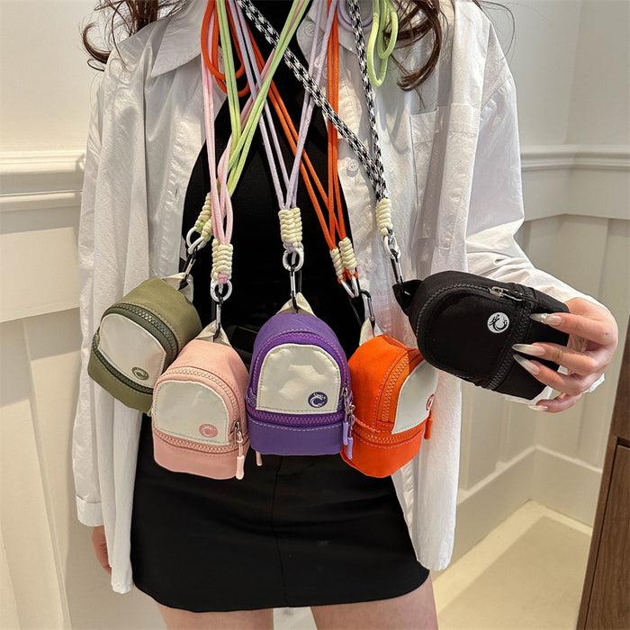 Wholesale contrast color schoolbag coin purse mini keychain pendant portable boys and girls earphone certificate storage pouch