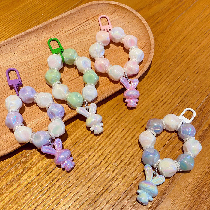 Wholesale Acrylic 3D Bunny Bead Keychain JDC-KC-YY097