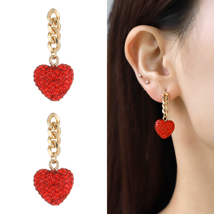 Wholesale Red Heart Diamond Earrings and Necklace Combination Set JDC-NE-KenJie014