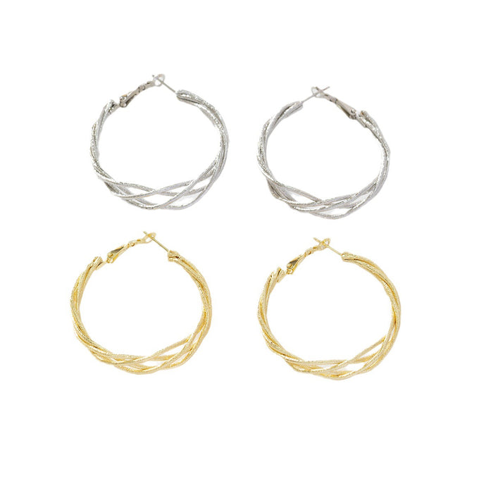 Wholesale Metal Frosted Hollow Twist Hoop Earrings JDC-ES-LiR007