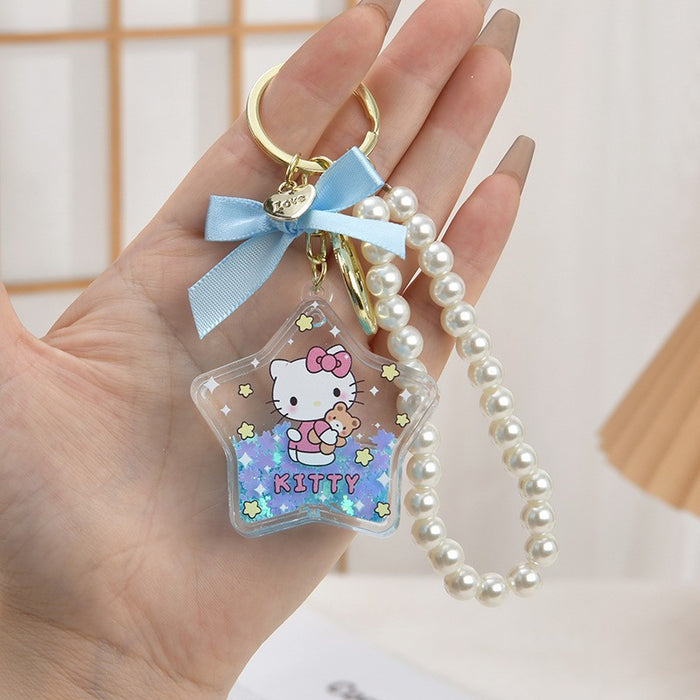 Wholesale Acrylic Keychain Pentagram Oil-Filled Keyring