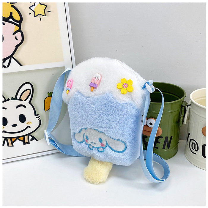 Wholesale New plush ice cream bag, cute doll shoulder bag, children's crossbody bag, coin purse
