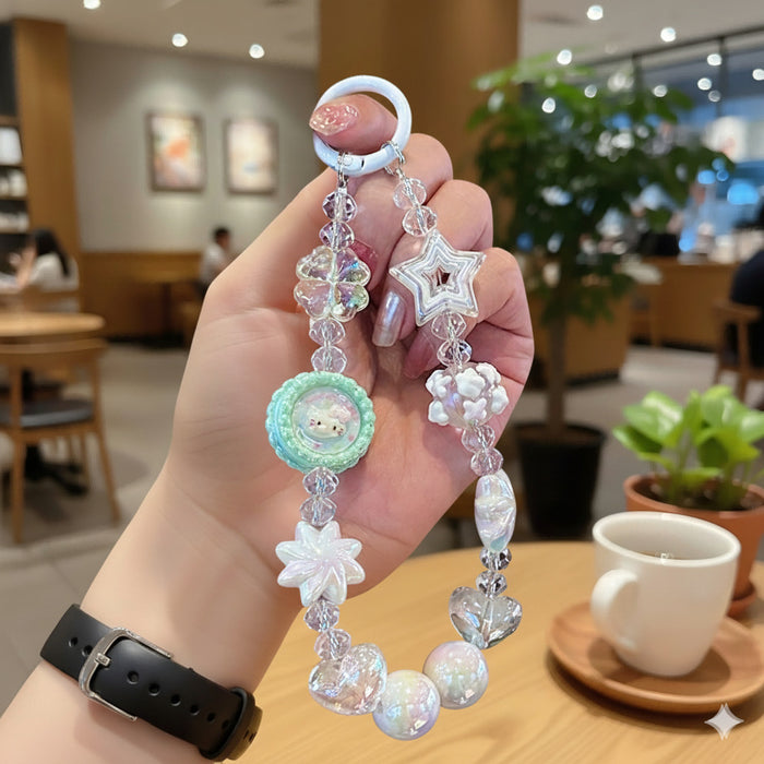 Wholesale Cartoon Cat Bowknot Short Beaded Keychain