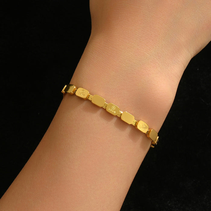 Wholesale Gold Tone Titanium Steel  Bangle Set With Rhinestone Row Trendy Jewelry Accessory For Party Or Everyday Gift