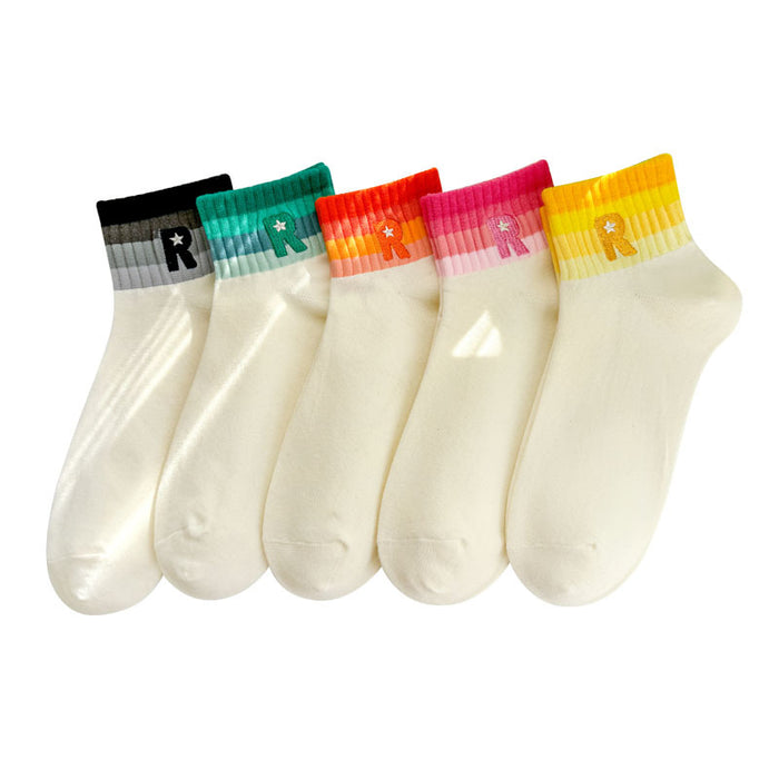 Wholesale Socks low short tube women's socks gradient letter embroidery college style sports socks cotton