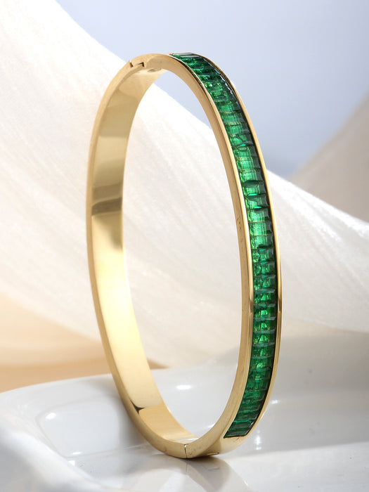 Wholesale Stainless steel bracelet with half-circle full diamond clasp