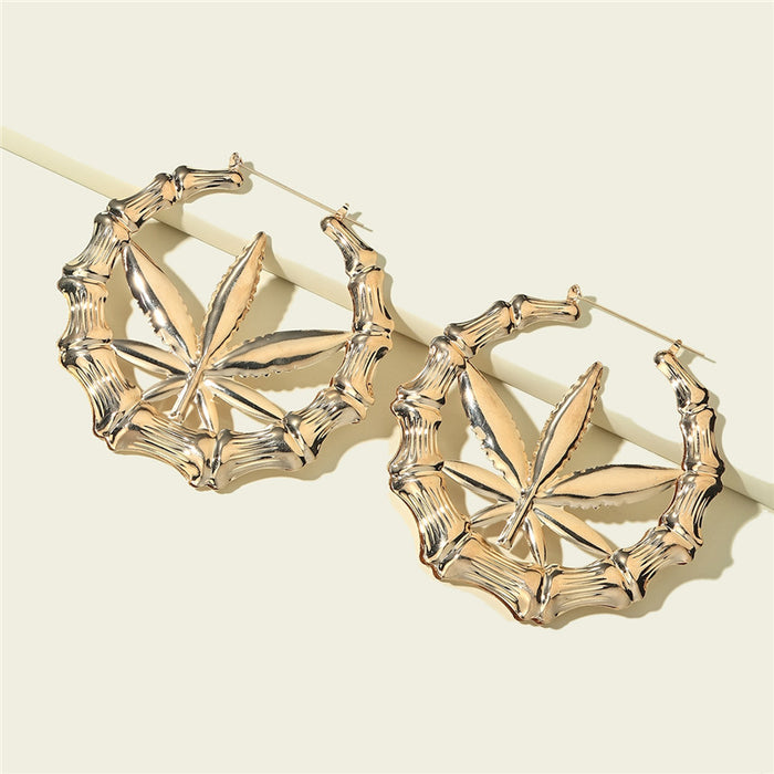 Wholesale Oversized patterned earrings with exaggerated golden circle earrings