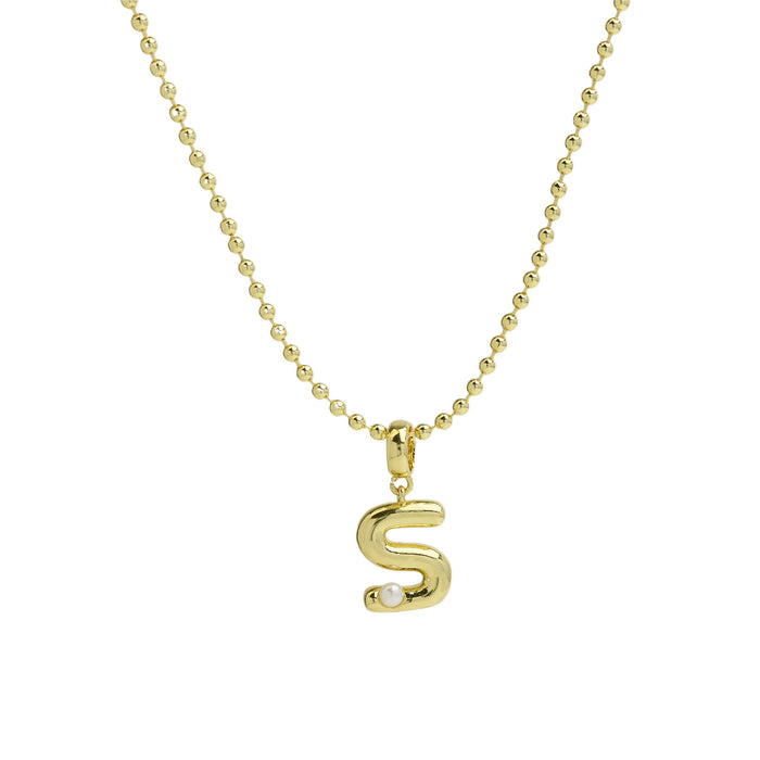 Wholesale 2PCS 18k Brass Glossy Balloon 26 English Letters Necklace JDC-NE-BaiYi007