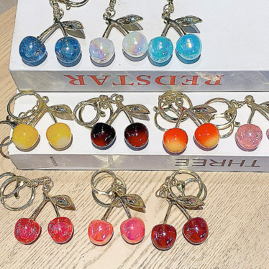 Wholesale Chic Acrylic Simulated Cherry Keychain Bag Charm Fashion Accessory