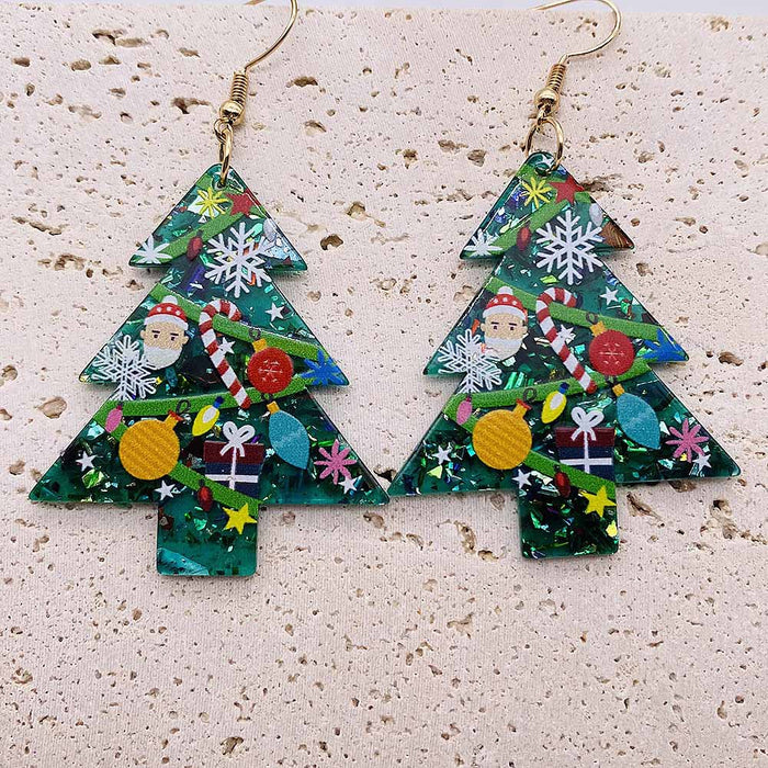 Wholesale Christmas lights,  red plaid acrylic earrings