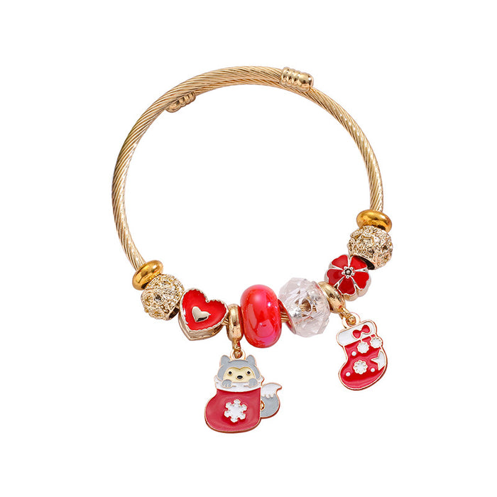 Wholesale Christmas Tree Elk Snowflake Stainless Steel Bracelet Women Jewelry Accessory MOQ≥2