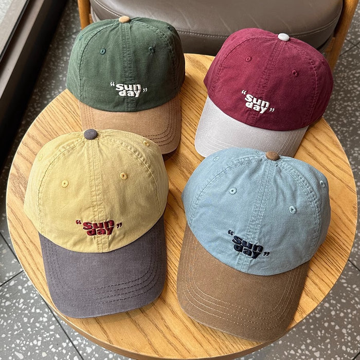 Wholesale Small niche color blocking design duckbill cap, personalized and fashionable outdoor retro sports hat, soft top baseball cap