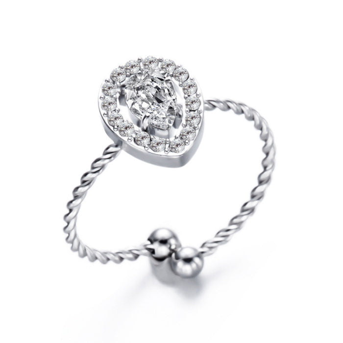 Wholesale stainless steel love diamond adjustable ring sparkling ring