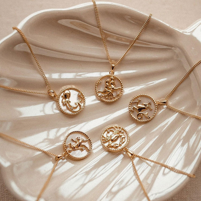 Wholesale Vintage 12 Zodiac Coin Necklace Titanium Steel Gold Plated Trendy Everyday Jewelry Accessory