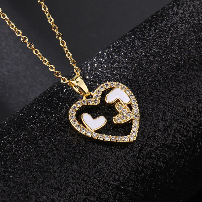 Wholesale Copper Micro-Inlaid Colored Zircon Love Pendant Necklace JDC-NE-ShangY031