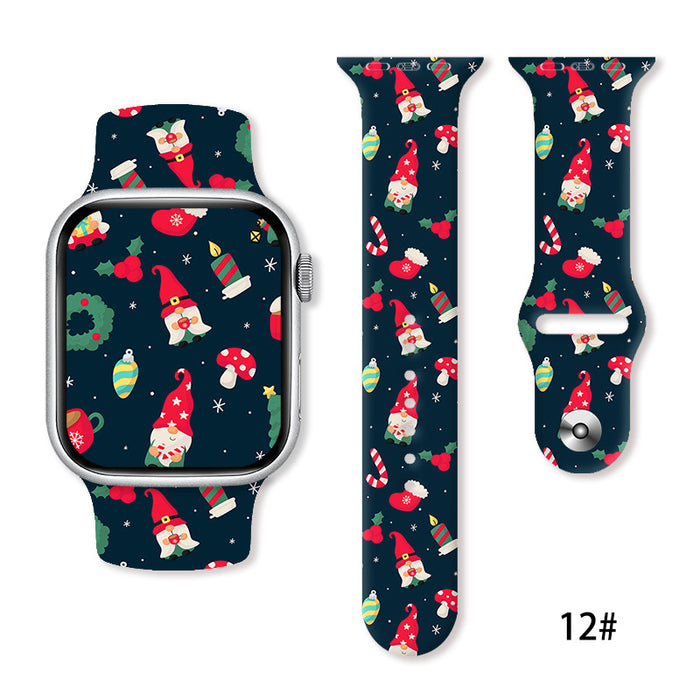 Wholesale Cartoon Christmas Silicone Strap Suitable for Apple Watch Strap JDC-WD-NuoQi005