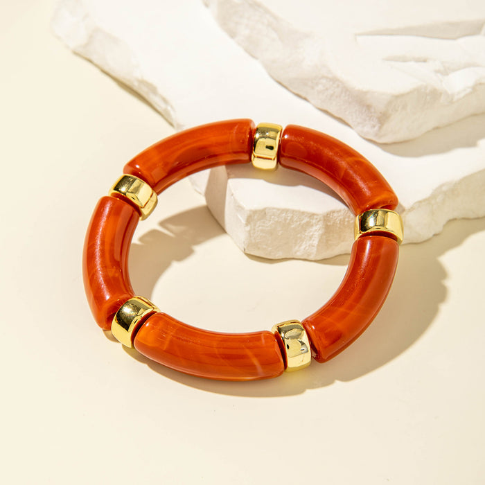 Wholesale Personalized acrylic curved tube bracelet curved bamboo tube halo retro marble bracelet