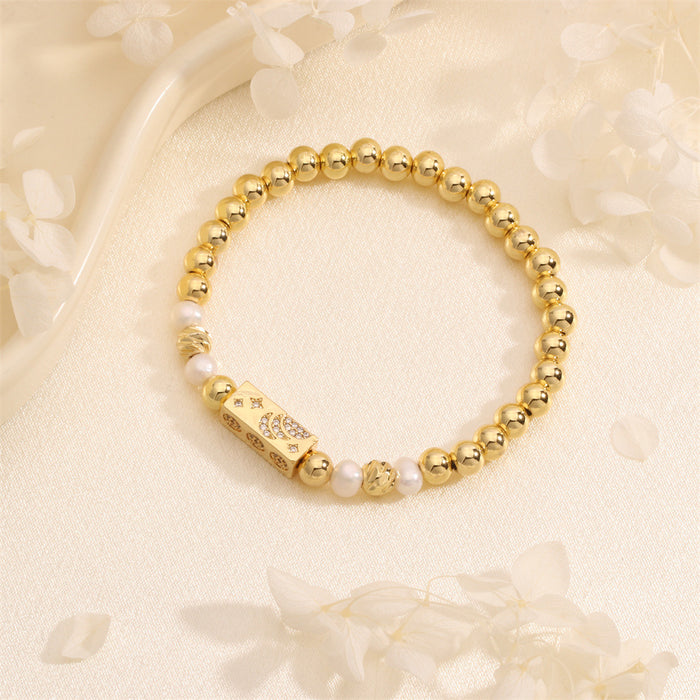 Wholesale Pearl Copper Inlaid Zirconia Bracelet JDC-BT-TianYi012