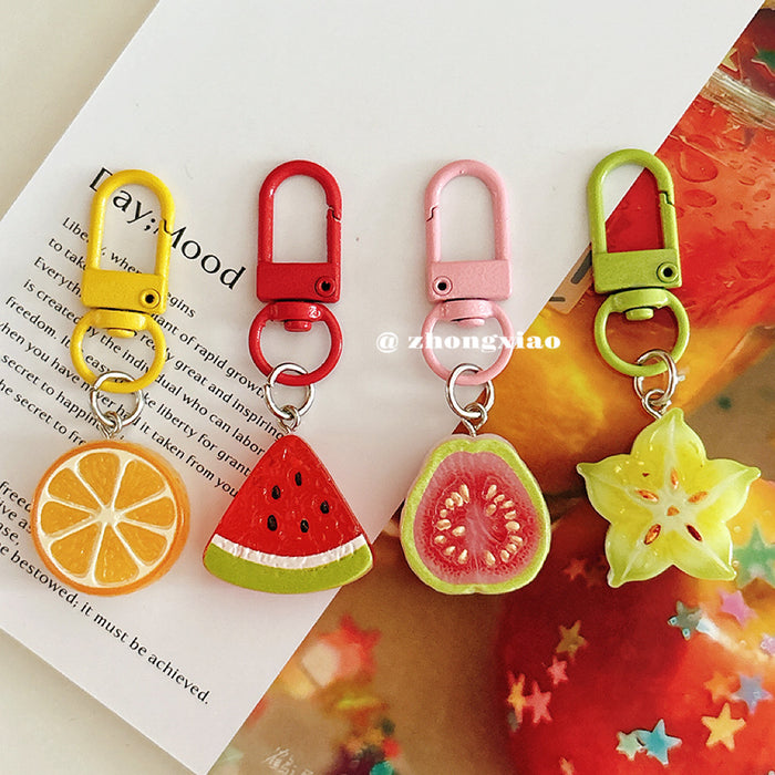 Wholesale Fresh Watermelon Slice Keychain Bag Charm Resin Pendant Chic Decorative Accessory For Bags Keys And Gift Giving