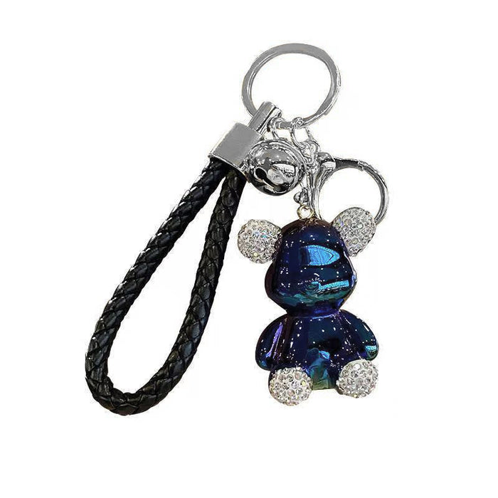 Wholesale Cute rhinestone-studded bear keychain made of zinc alloy