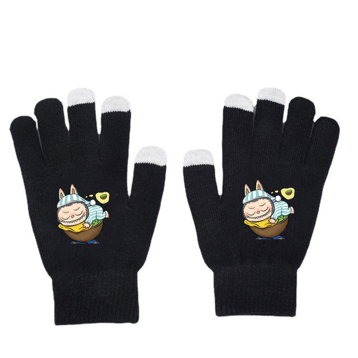 Wholesale Warm Dopamine Printed Knitted Gloves