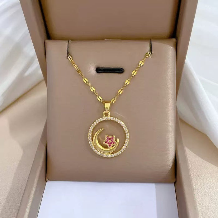 Wholesale Star and Moon Luxury Diamond Clavicle Necklace