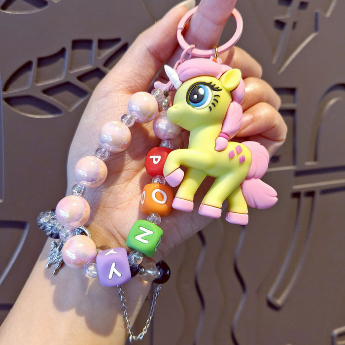 Wholesale Cartoon bead chain keychain cute bag pendant car keychain