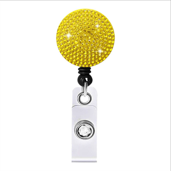 Wholesale Round Color AB Rhinestone Telescopic Clip Easy Pull Keychain JDC-KC-QiDing009