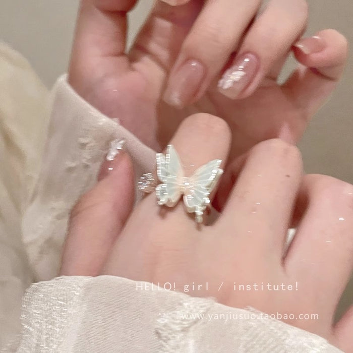 Wholesale Zircon butterfly ring with high-end feel, adjustable opening, light luxury, niche design, accessory