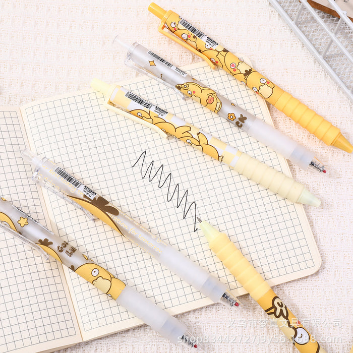 Wholesale 6pcs Cartoon neutral pen soft grip examination pen click pen signature pen