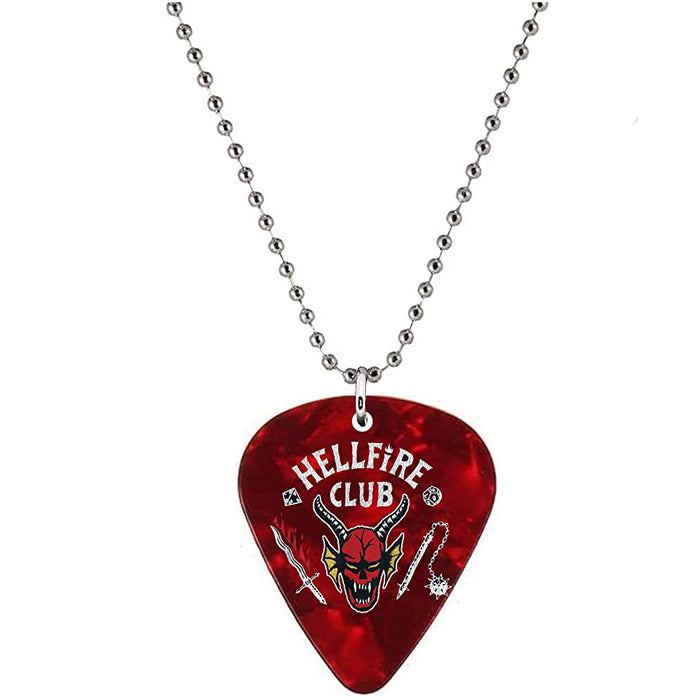 Wholesale jewelry guitar pick red print stainless steel Necklace