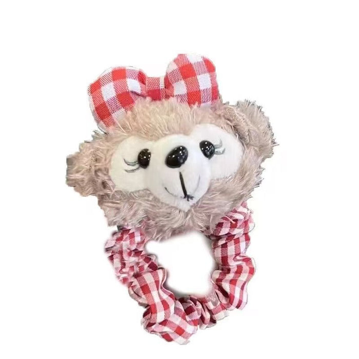 Wholesale Cute Duffy Bear Shirley May Hair Loop Hair Rope Red Plaid Hair Rope Girl Sweet Girl Heart