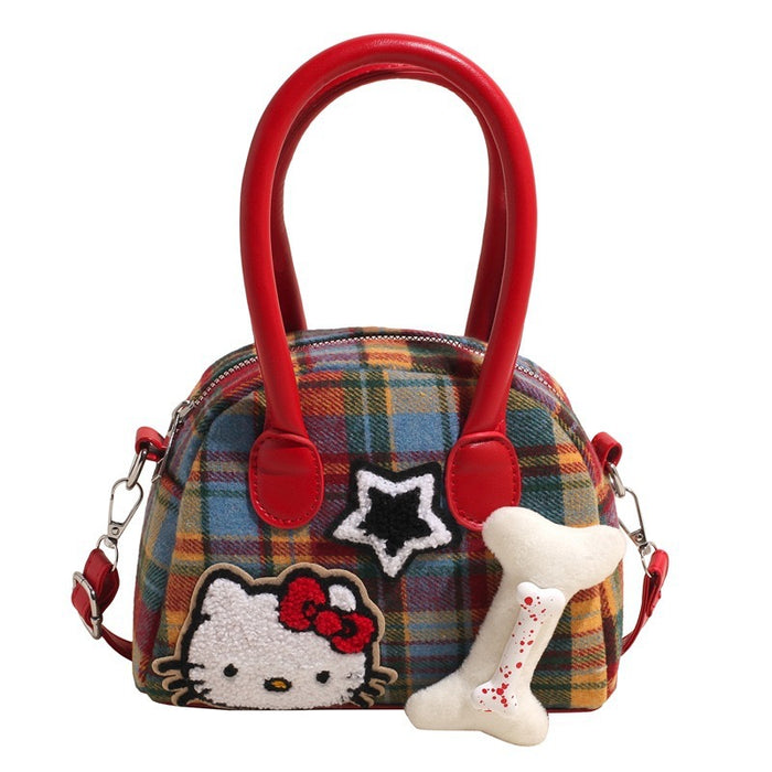 Wholesale Women's Fine Plaid Cute Bow Portable Shoulder Bags