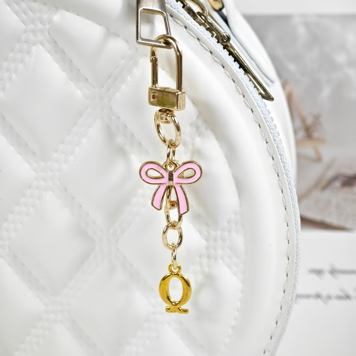 Wholesale Pink bow A-Z keychain alloy accessory