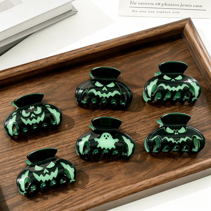 Wholesale  Glow In The Dark Acrylic Hair Claw Clip Pumpkin Face Design Women S Party Hair Accessory