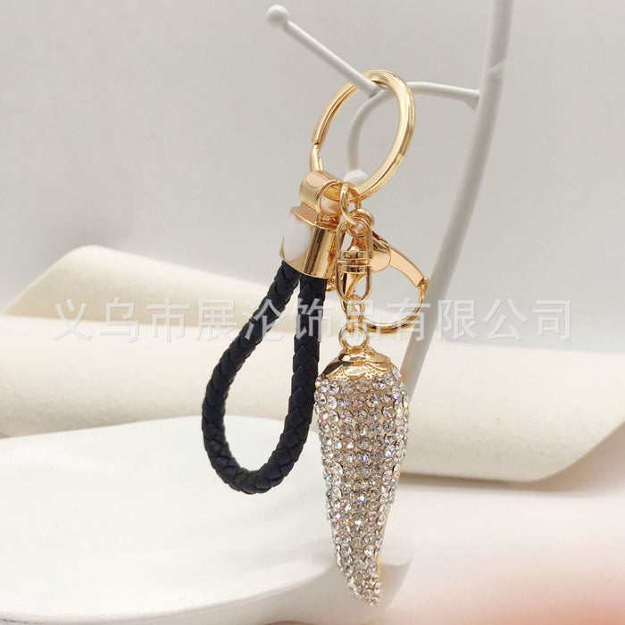 Wholesale Rhinestone Crown Oil Drop Chili Zinc Alloy Keychain JDC-KC-ZhanLun011