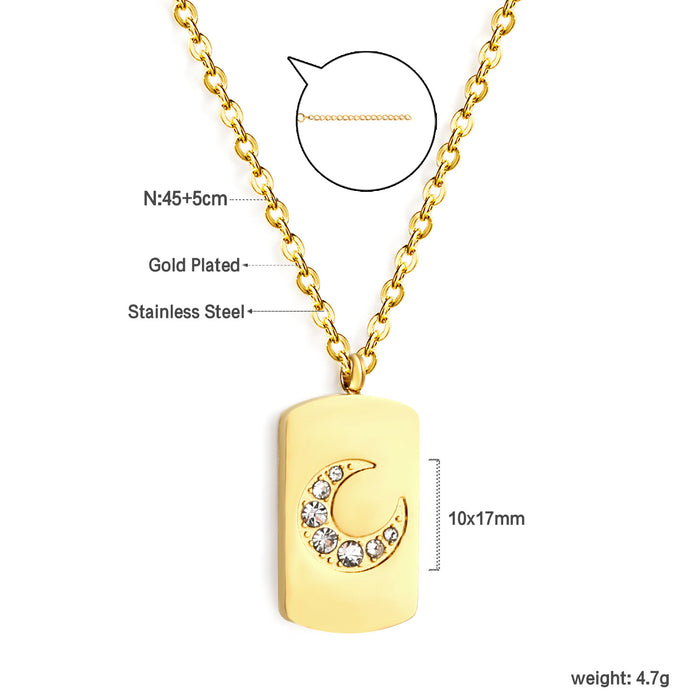 Wholesale Retro Necklace Metallic Geometric Square Pendant Collarbone Chain Necklace