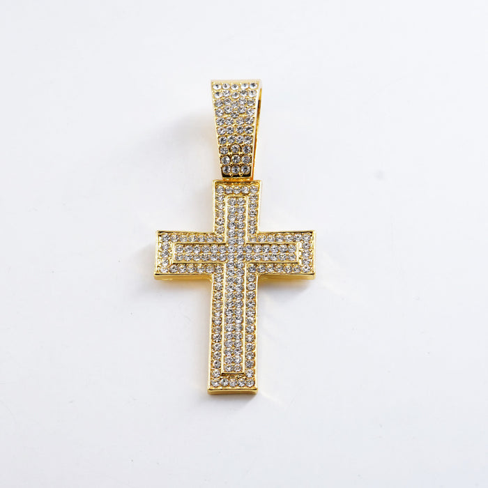 Wholesale Alloy Full Diamond Trend Rap Rhombus Men's Chain Necklace Jewelry