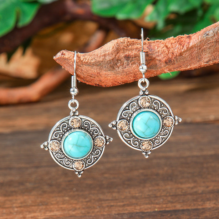 Wholesale 2pcs Bohemian Turquoise Retro Distinctive Earrings