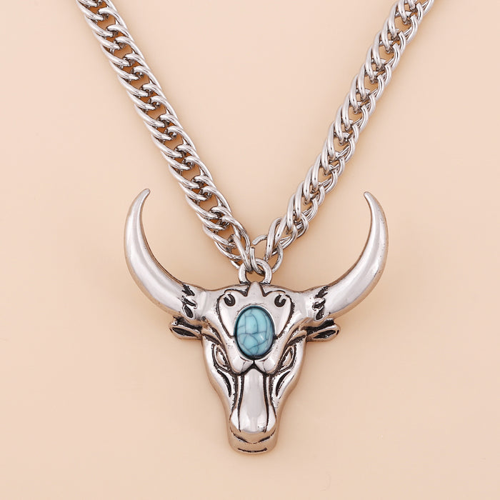 Wholesale cow head pendant metal necklace source